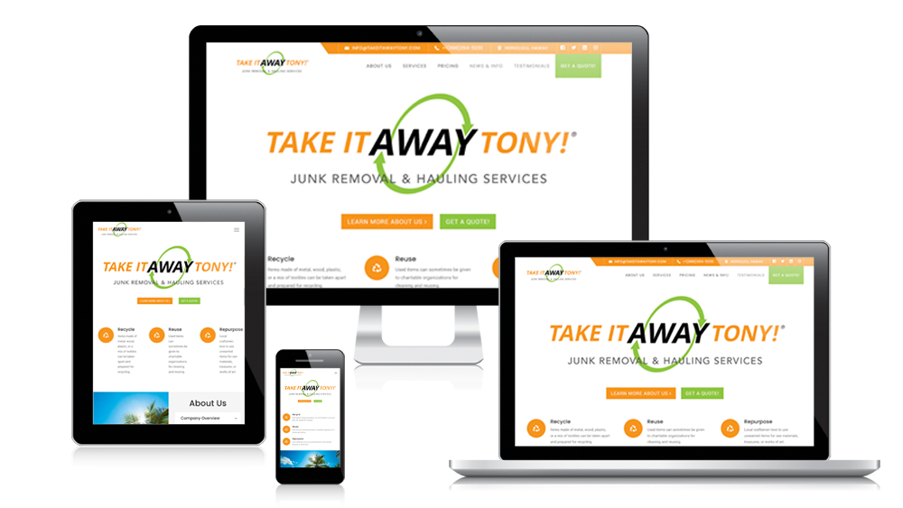Take It Away Tony! responsive website design